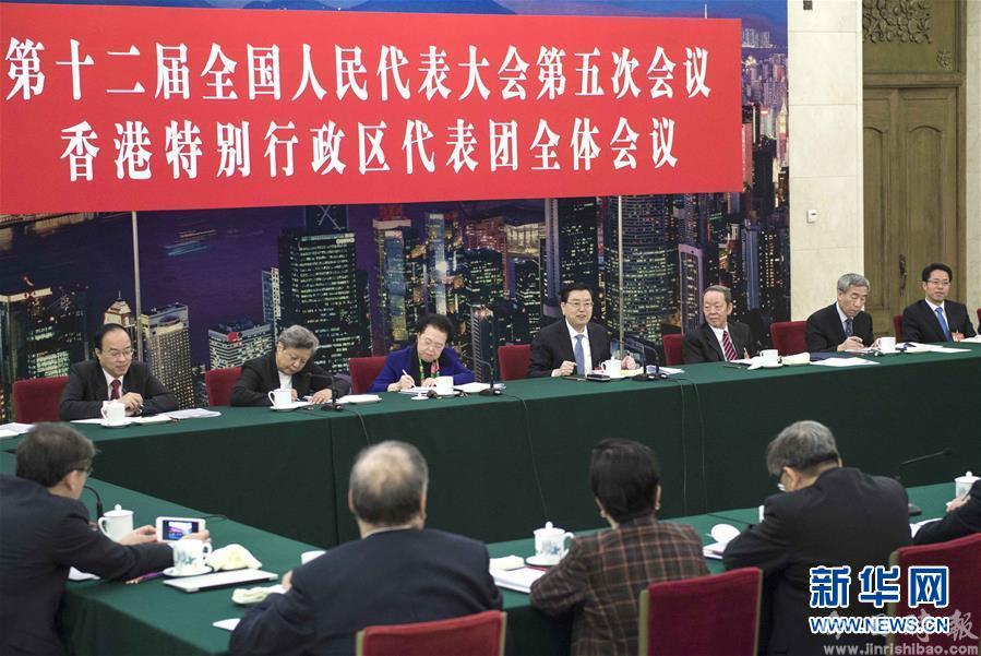 张德江参加十二届全国人大五次会议香港代表团审议